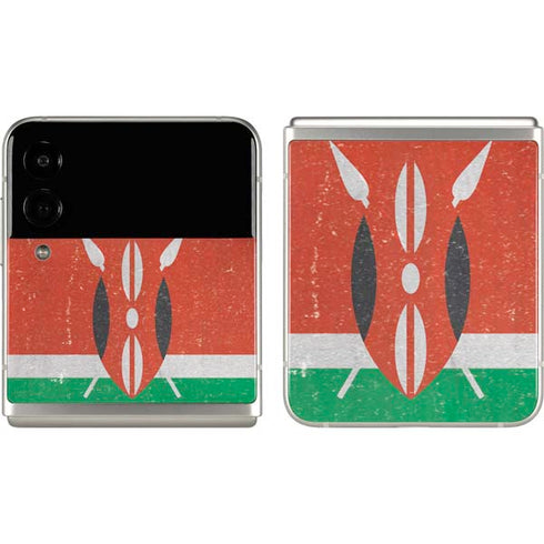 Kenya Flag Distressed Galaxy Z Flip3 5G Skin