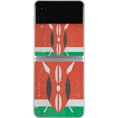 Kenya Flag Distressed Galaxy Z Flip3 5G Skin