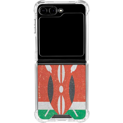 Kenya Flag Distressed Galaxy Z Flip5 5G Clear Case