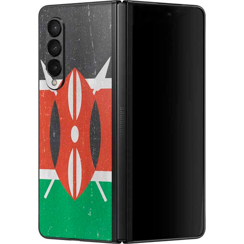 Kenya Flag Distressed Galaxy Z Fold3 5G Skin