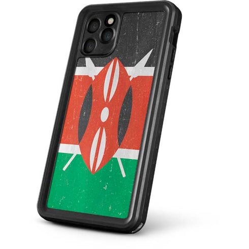 Kenya Flag Distressed iPhone 11 Pro Max Waterproof Case
