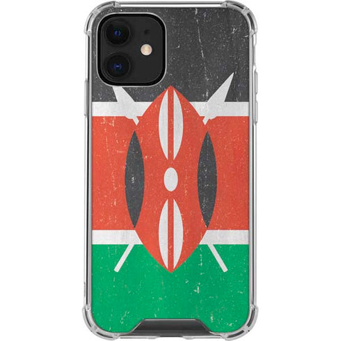 Kenya Flag Distressed iPhone 12 Clear Case