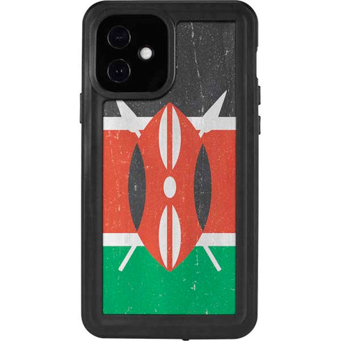 Kenya Flag Distressed iPhone 12 Waterproof Case