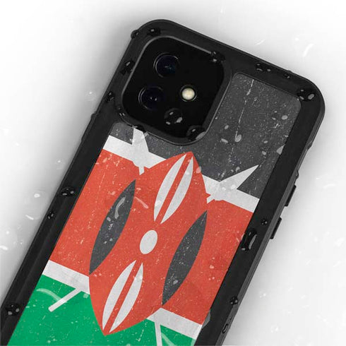 Kenya Flag Distressed iPhone 12 Waterproof Case