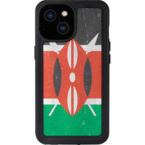 Kenya Flag Distressed iPhone 13 Mini Waterproof Case