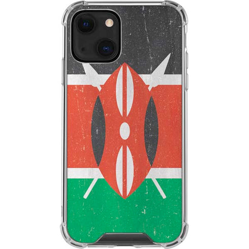 Kenya Flag Distressed iPhone 14 Clear Case