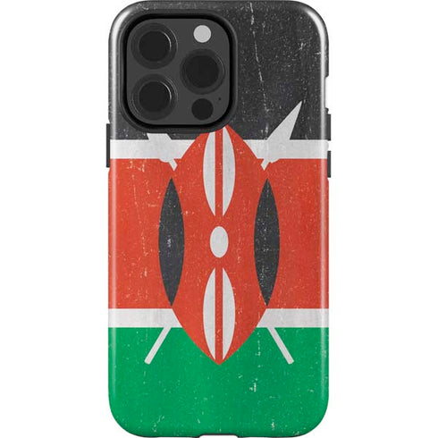 Kenya Flag Distressed iPhone 15 Pro Impact Case