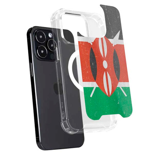 Kenya Flag Distressed iPhone 14 Pro MagSafe Case