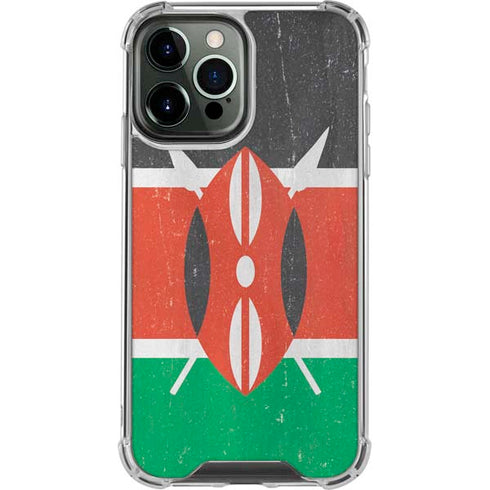 Kenya Flag Distressed iPhone 14 Pro Max Clear Case