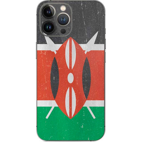 Kenya Flag Distressed iPhone 14 Pro Max Skin