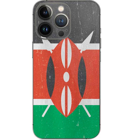Kenya Flag Distressed iPhone 14 Pro Skin
