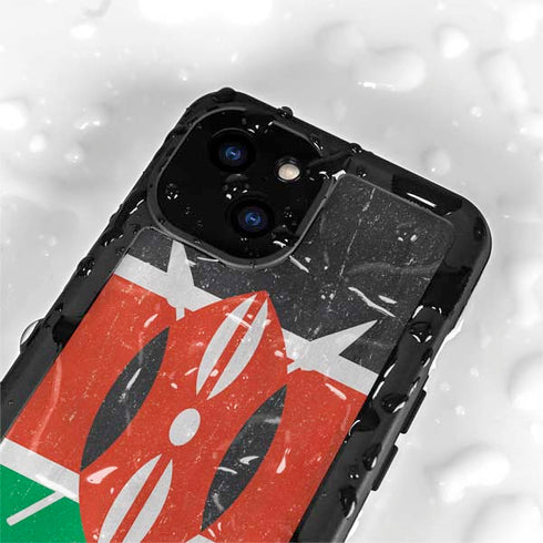 Kenya Flag Distressed iPhone 15 Waterproof Case