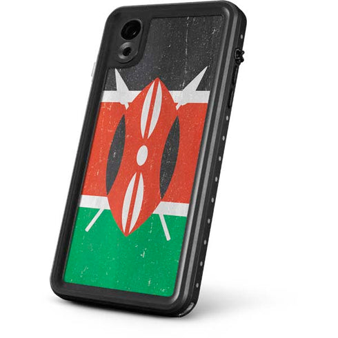 Kenya Flag Distressed iPhone XR Waterproof Case