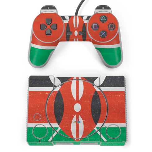 Kenya Flag Distressed PlayStation Classic Bundle Skin