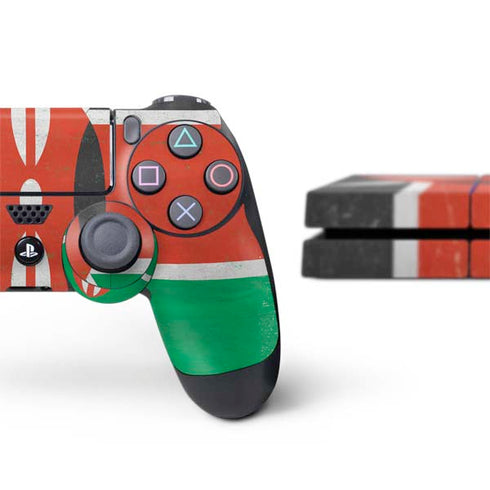 Kenya Flag Distressed PS4 Console and Controller Bundle Skin