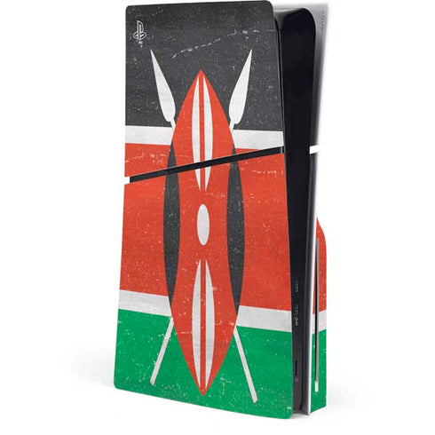 Kenya Flag Distressed PS5 Slim Disk Console Skin