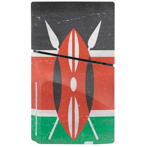 Kenya Flag Distressed PS5 Slim Disk Console Skin