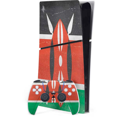 Kenya Flag Distressed PS5 Slim Digital Edition Bundle Skin