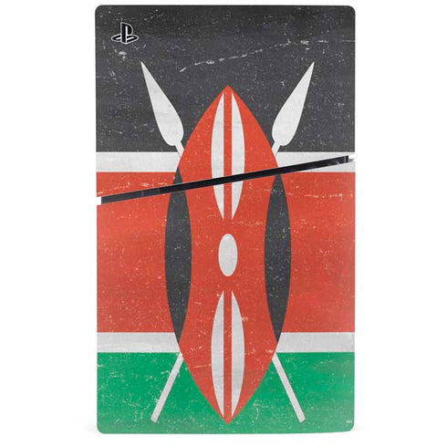 Kenya Flag Distressed PS5 Slim Digital Edition Console Skin