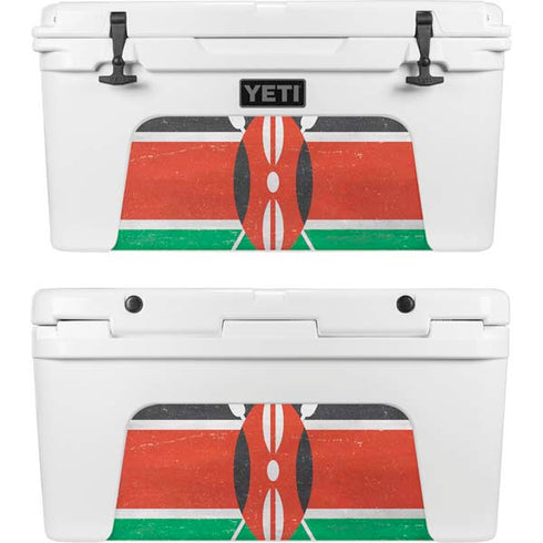 Kenya Flag Distressed YETI Tundra 75 Hard Cooler Skin