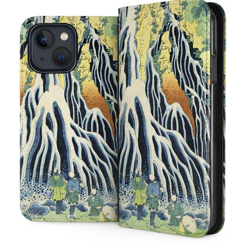 Kirifuri Falls in Kurokawa Mountain by Hokusai iPhone 15 Plus Folio Case