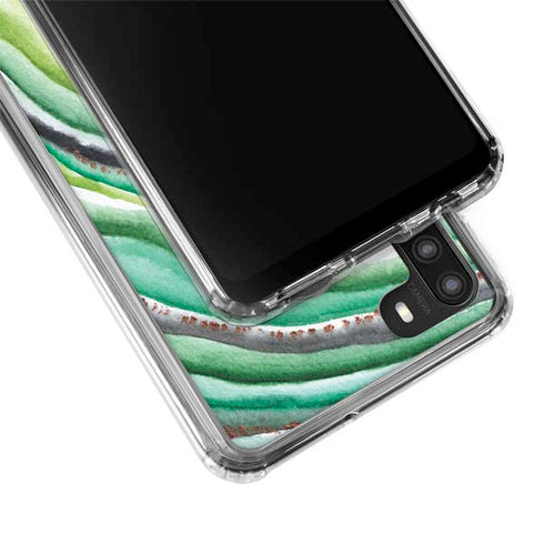 Kiwi Watercolor Geode Galaxy A21 Clear Case