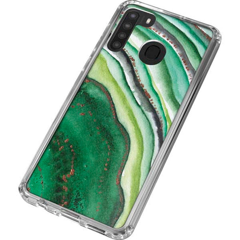 Kiwi Watercolor Geode Galaxy A21 Clear Case