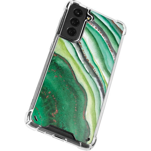 Kiwi Watercolor Geode Galaxy S21 5G Clear Case