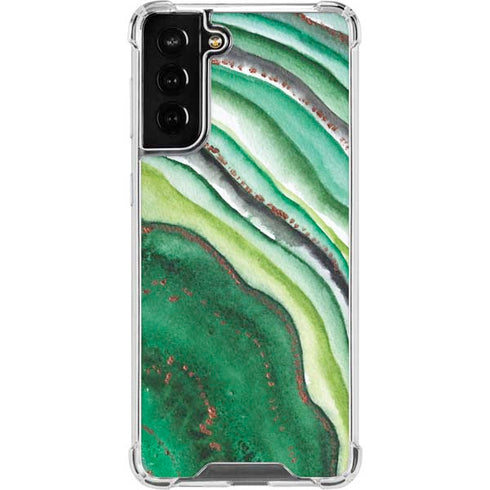 Kiwi Watercolor Geode Galaxy S21 FE Clear Case