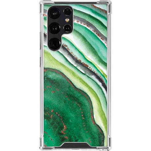 Kiwi Watercolor Geode Galaxy S22 Ultra Clear Case
