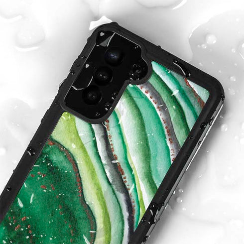 Kiwi Watercolor Geode Galaxy S23 Plus Waterproof Case