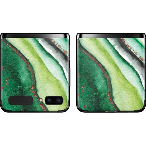Kiwi Watercolor Geode Galaxy Z Flip Skin