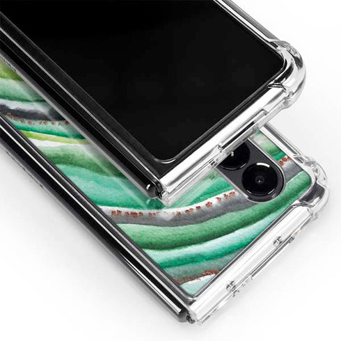 Kiwi Watercolor Geode Galaxy Z Fold4 5G Clear Case