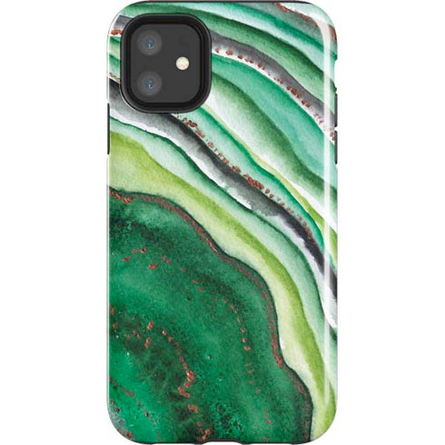 Kiwi Watercolor Geode iPhone 11 Impact Case
