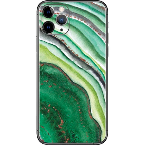 Kiwi Watercolor Geode iPhone 11 Pro Skin