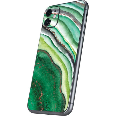Kiwi Watercolor Geode iPhone 11 Skin