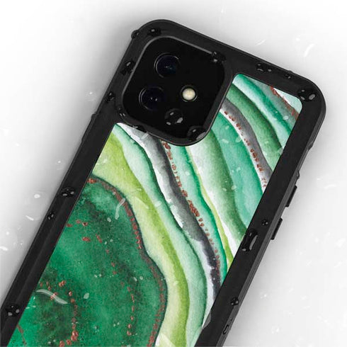 Kiwi Watercolor Geode iPhone 12 Mini Waterproof Case