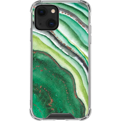 Kiwi Watercolor Geode iPhone 13 Mini Clear Case