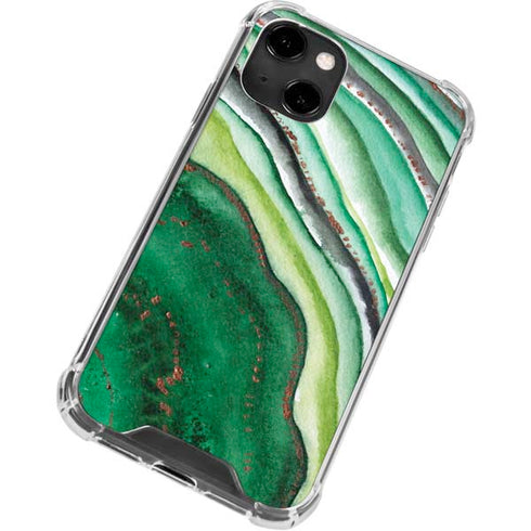 Kiwi Watercolor Geode iPhone 14 Clear Case