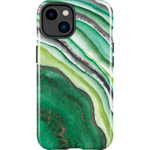 Kiwi Watercolor Geode iPhone 15 Plus Impact Case