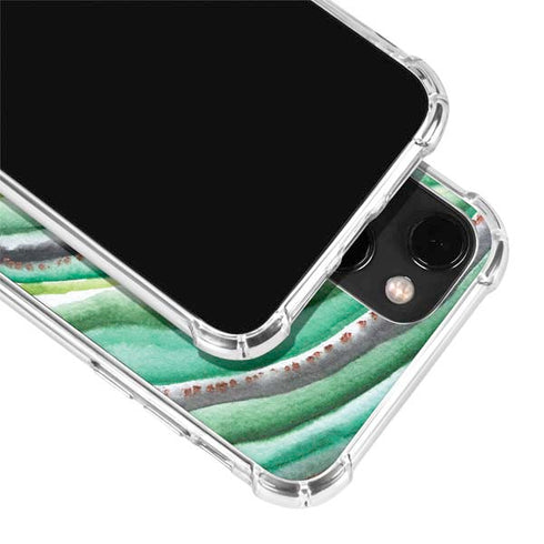 Kiwi Watercolor Geode iPhone 14 Plus Clear Case
