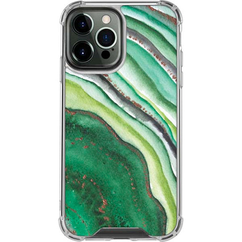 Kiwi Watercolor Geode iPhone 15 Pro Max Clear Case