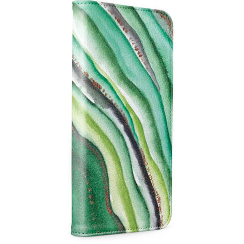 Kiwi Watercolor Geode iPhone 15 Pro Folio Case