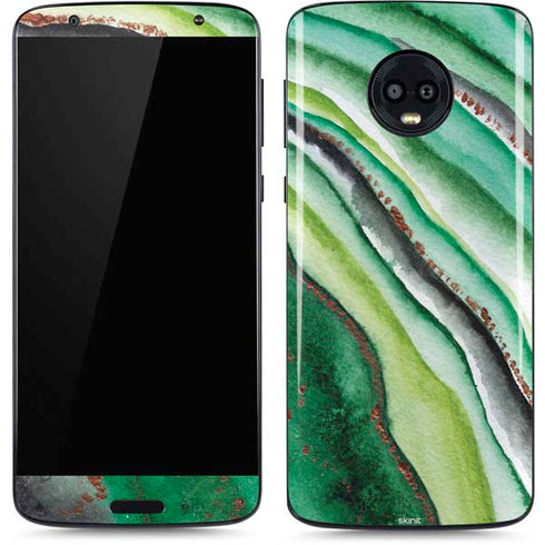 Kiwi Watercolor Geode Moto G6 Skin