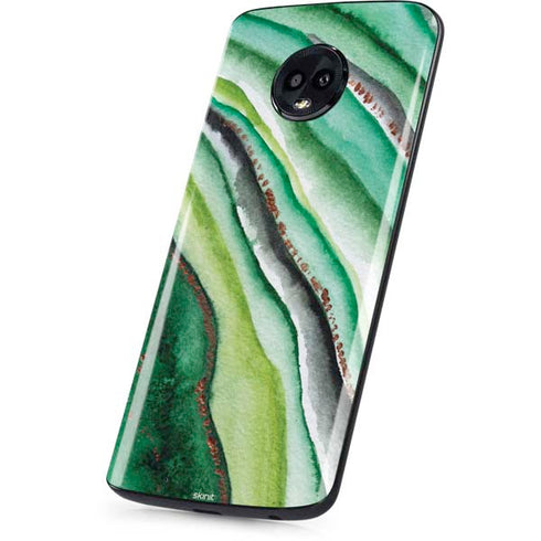 Kiwi Watercolor Geode Moto G6 Skin