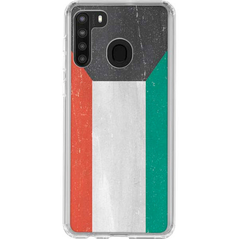 Kuwait Flag Distressed Galaxy A21 Clear Case