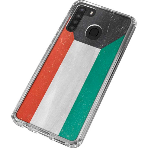 Kuwait Flag Distressed Galaxy A21 Clear Case