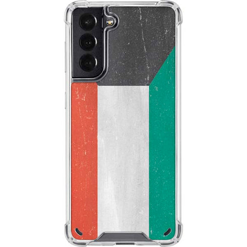Kuwait Flag Distressed Galaxy S21 5G Clear Case