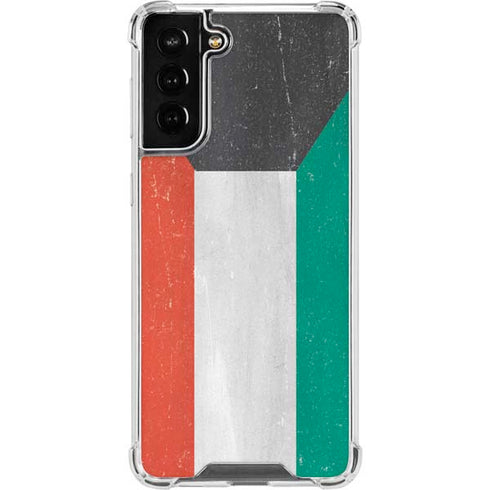 Kuwait Flag Distressed Galaxy S21 FE Clear Case