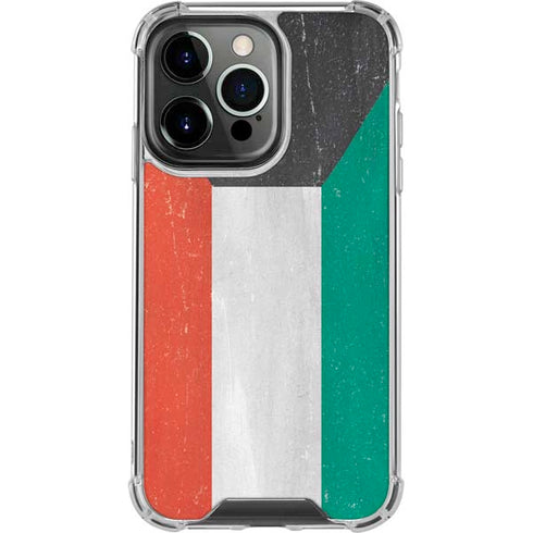 Kuwait Flag Distressed iPhone 14 Pro Clear Case